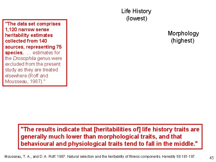 "The data set comprises 1, 120 narrow sense heritability estimates collected from 140 sources,
