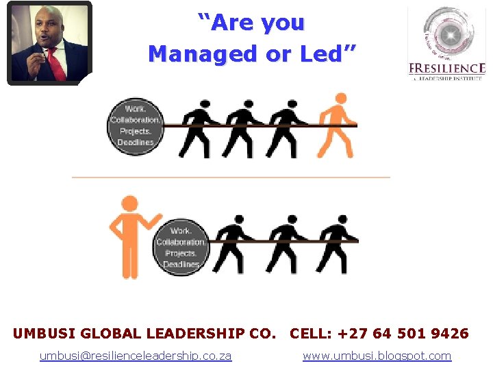 “Are you Managed or Led” UMBUSI GLOBAL LEADERSHIP CO. CELL: +27 64 501 9426