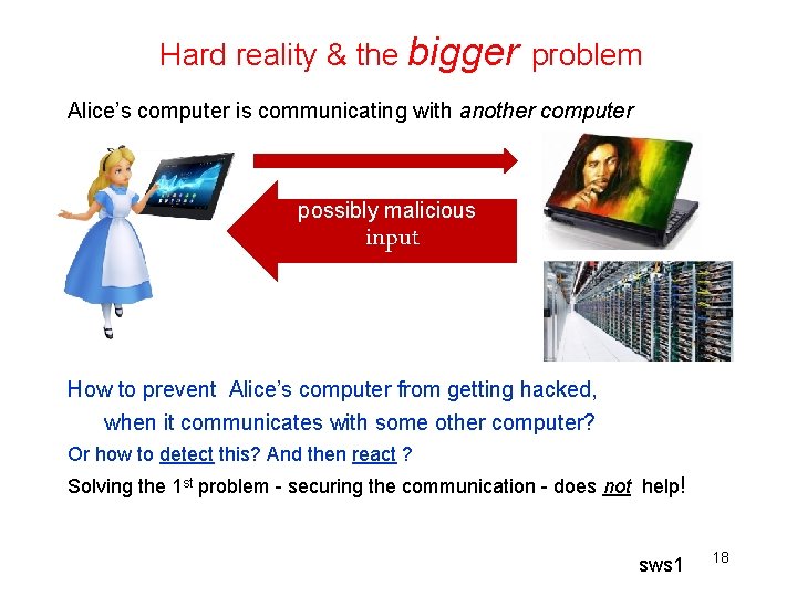 Hard reality & the bigger problem Alice’s computer is communicating with another computer possibly