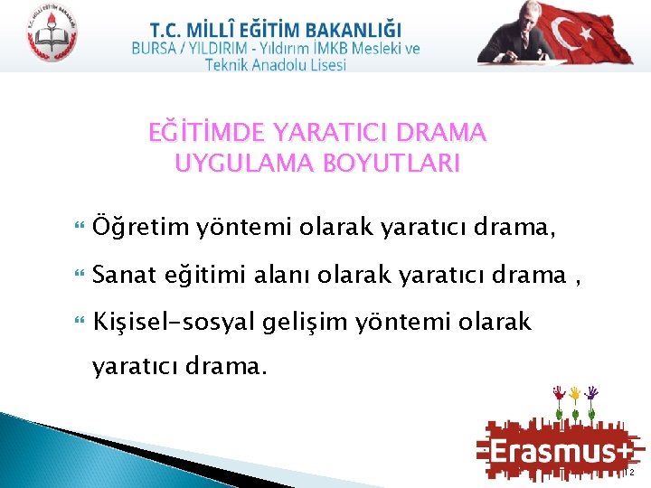 EĞİTİMDE YARATICI DRAMA UYGULAMA BOYUTLARI Öğretim yöntemi olarak yaratıcı drama, Sanat eğitimi alanı olarak