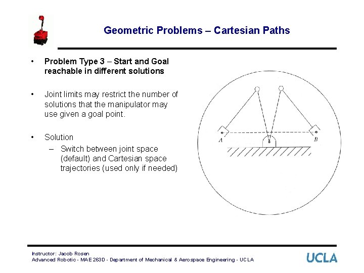 Geometric Problems – Cartesian Paths • Problem Type 3 – Start and Goal reachable
