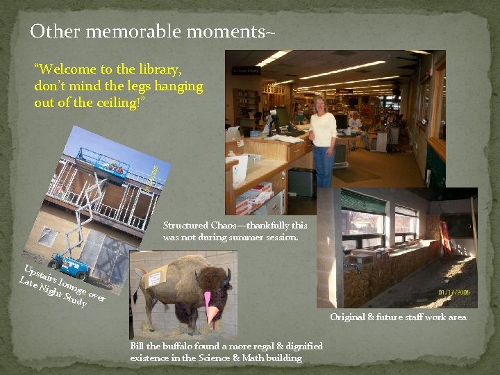 Other memorable moments~ “Welcome to the library, don’t mind the legs hanging out of