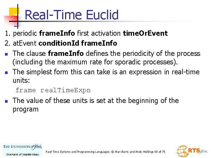 Real-Time Euclid 1. periodic frame. Info first activation time. Or. Event 2. at. Event