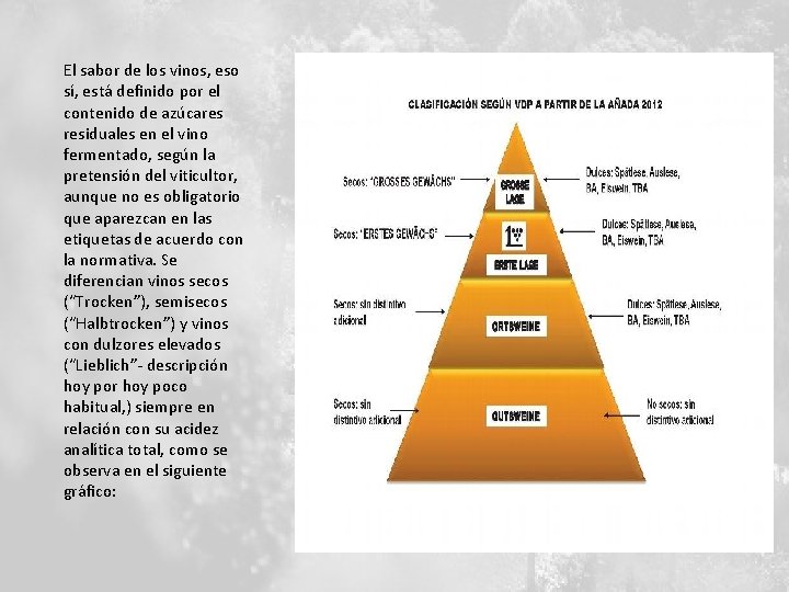 El sabor de los vinos, eso sí, está definido por el contenido de azúcares