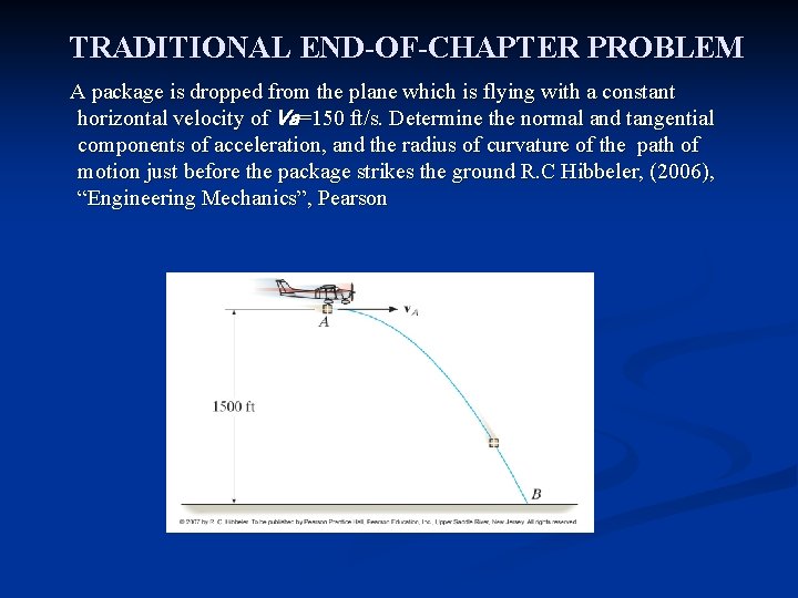 TRADITIONAL END-OF-CHAPTER PROBLEM A package is dropped from the plane which is flying with