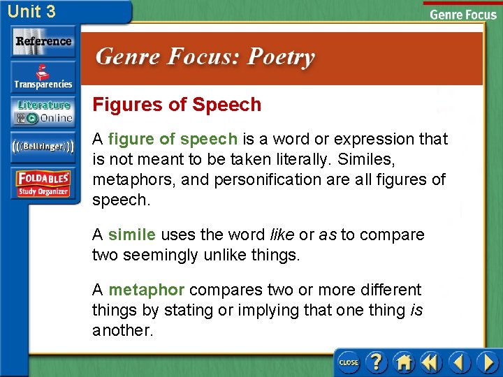 Unit 3 Figures of Speech A figure of speech is a word or expression