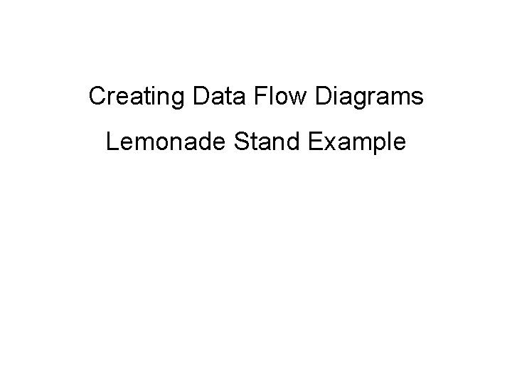 Creating Data Flow Diagrams Lemonade Stand Example 