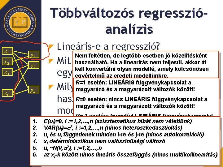 Többváltozós regresszióanalízis x 1 x 2 x 3 xk y 1 y 2 yn