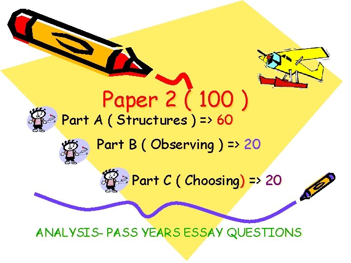 Paper 2 ( 100 ) Part A ( Structures ) => 60 Part B