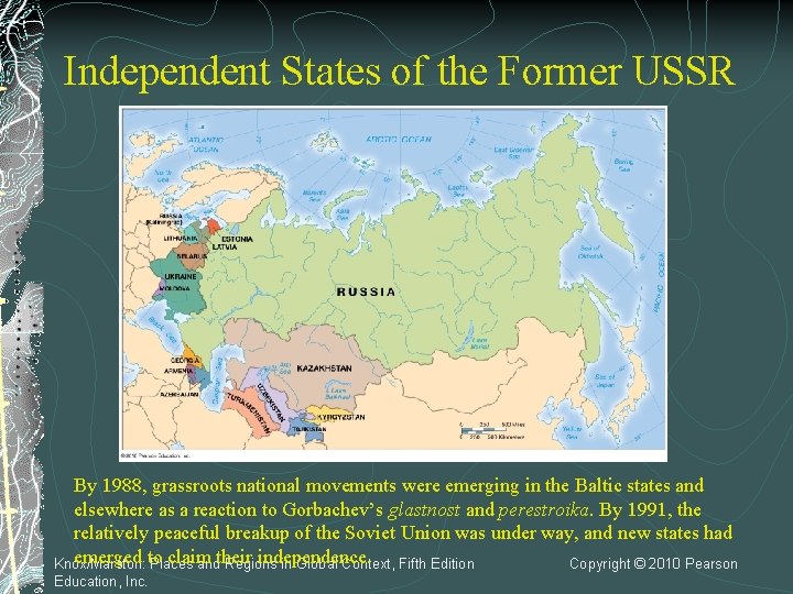 Independent States of the Former USSR By 1988, grassroots national movements were emerging in