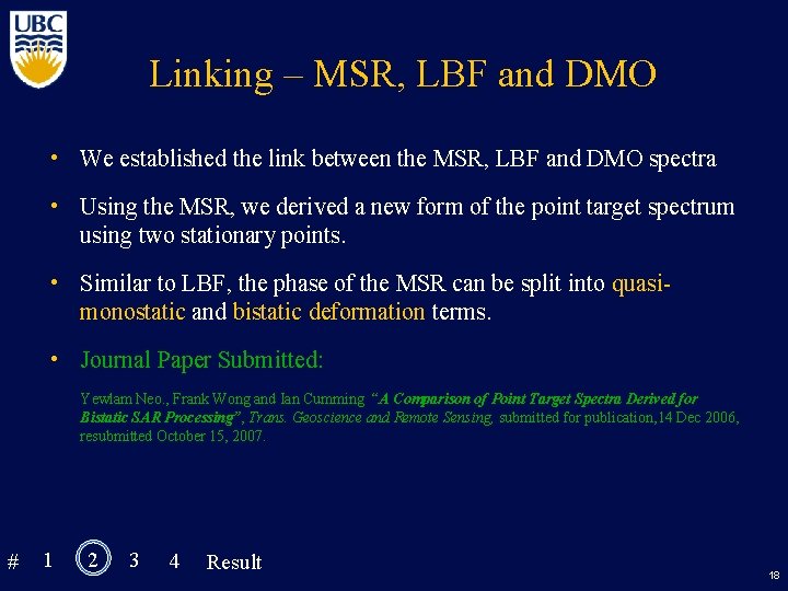 Linking – MSR, LBF and DMO • We established the link between the MSR,