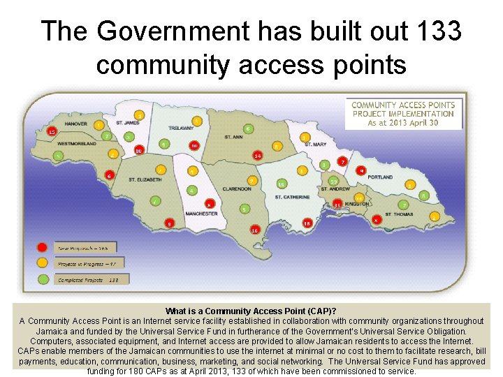 The Government has built out 133 community access points What is a Community Access