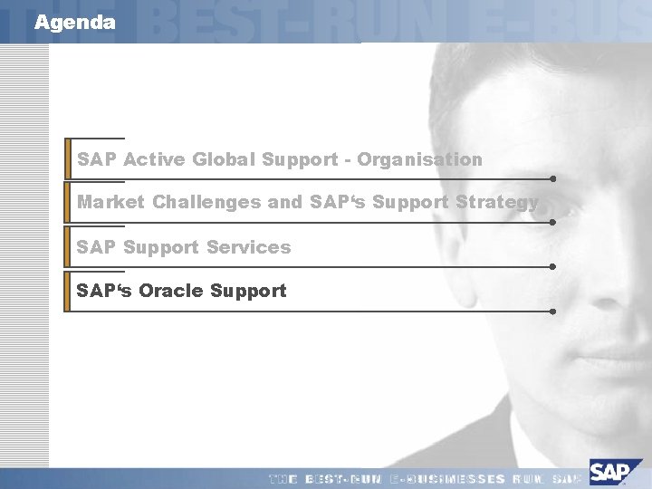 Agenda SAP Active Global Support - Organisation Market Challenges and SAP‘s Support Strategy SAP