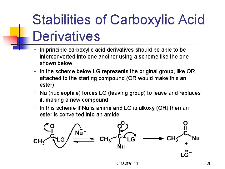 Stabilities of Carboxylic Acid Derivatives • In principle carboxylic acid derivatives should be able Stabilities of Carboxylic Acid Derivatives • In principle carboxylic acid derivatives should be able