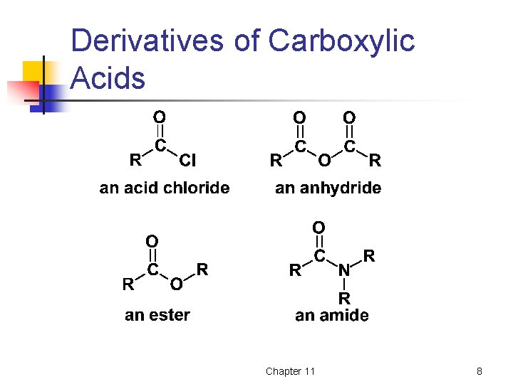 Derivatives of Carboxylic Acids Chapter 11 8 Derivatives of Carboxylic Acids Chapter 11 8