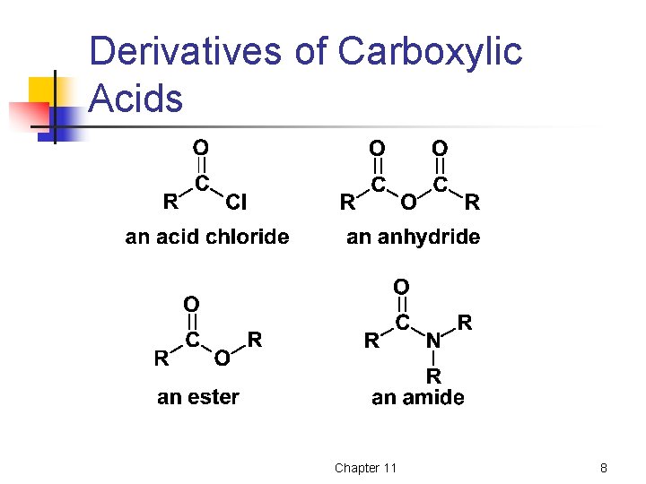 Derivatives of Carboxylic Acids Chapter 11 8 