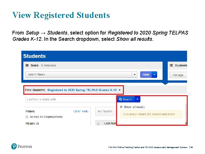 View Registered Students From Setup → Students, select option for Registered to 2020 Spring