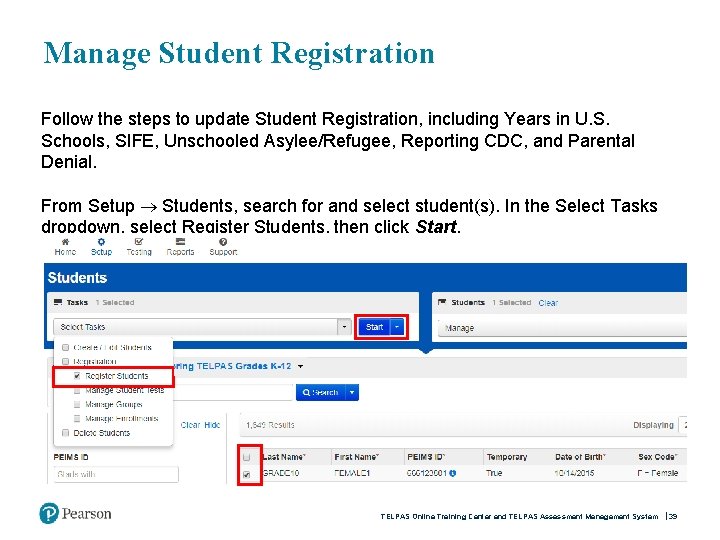 Manage Student Registration Follow the steps to update Student Registration, including Years in U.