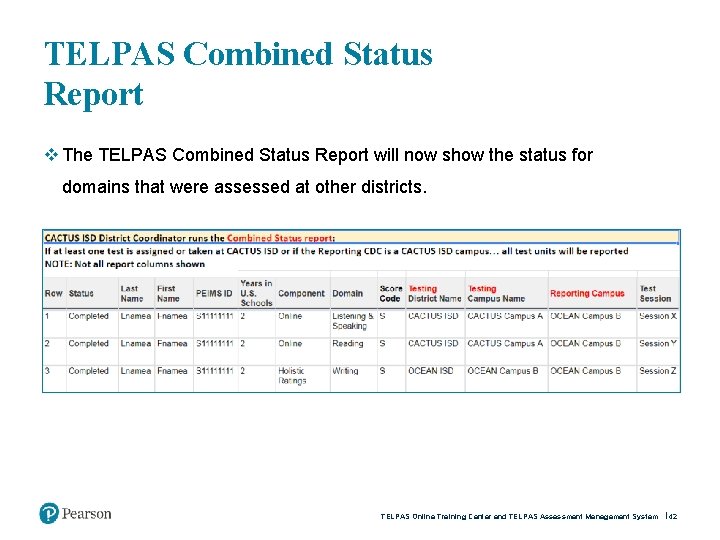 TELPAS Combined Status Report v The TELPAS Combined Status Report will now show the