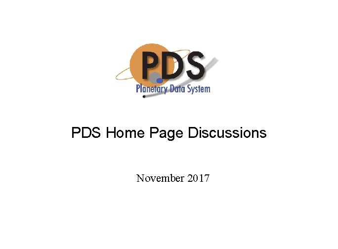 PDS Home Page Discussions November 2017 