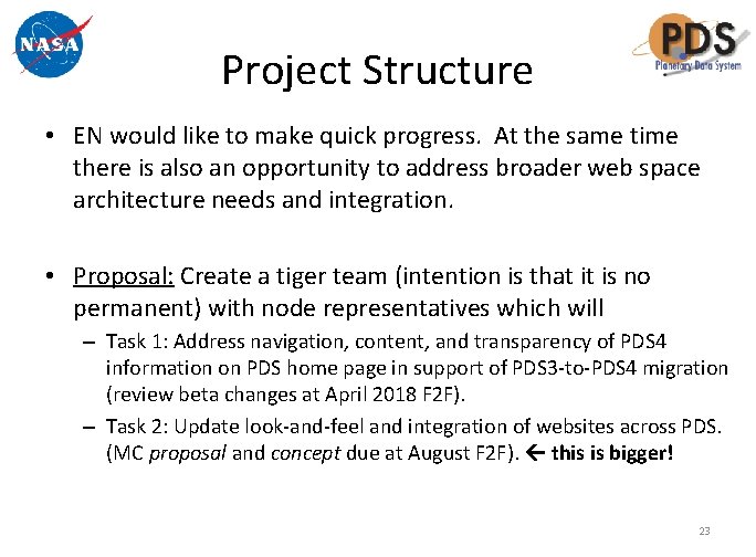 Project Structure • EN would like to make quick progress. At the same time