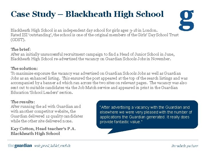 Case Study – Blackheath High School is an independent day school for girls ages