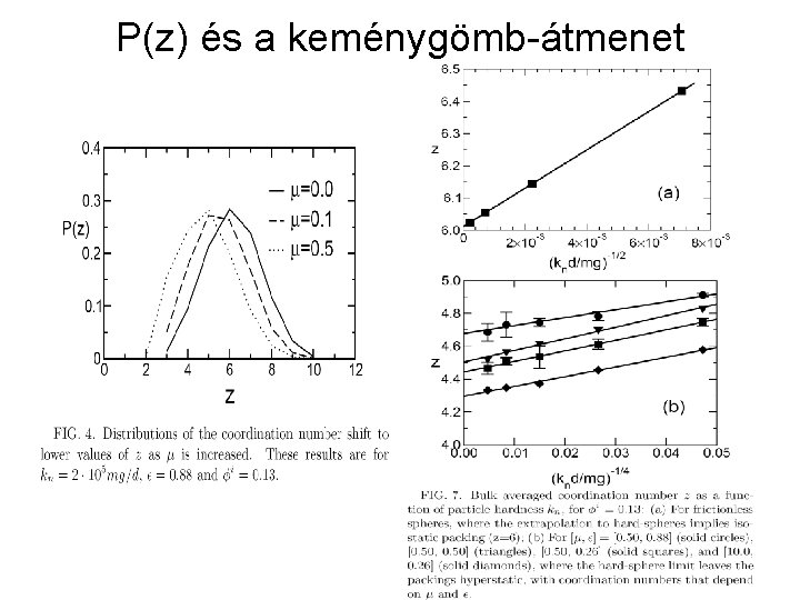 P(z) és a keménygömb-átmenet 