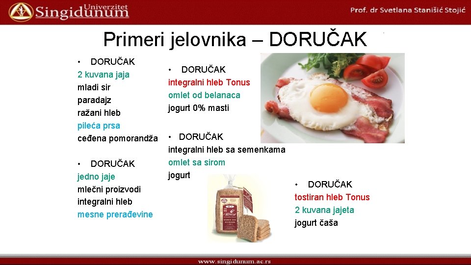 Primeri jelovnika – DORUČAK • DORUČAK 2 kuvana jaja mladi sir paradajz ražani hleb