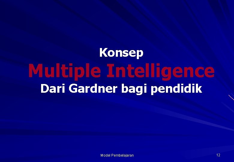 Konsep Multiple Intelligence Dari Gardner bagi pendidik Model Pembelajaran 12 