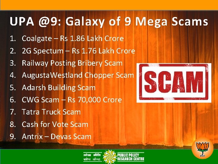 UPA @ 9: Galaxy of 9 Mega Scams 1. 2. 3. 4. 5. 6.