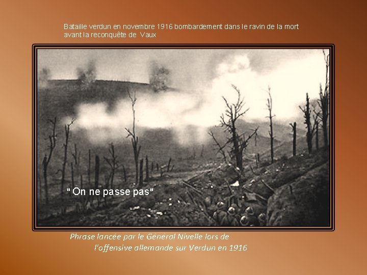 Bataille verdun en novembre 1916 bombardement dans le ravin de la mort avant la