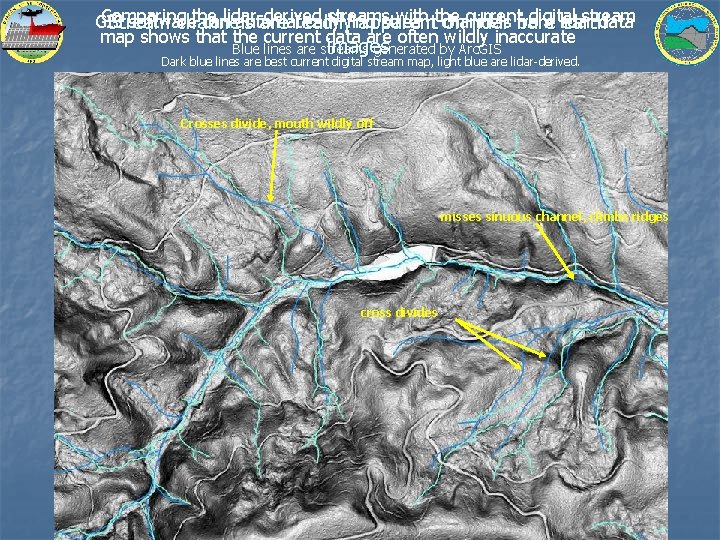 Comparing the streams with the digital stream GIS software canlidar-derived automatically find stream channels