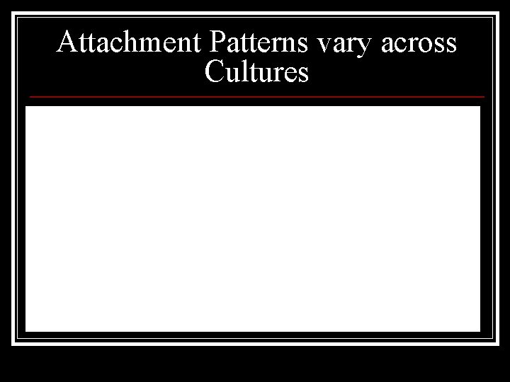 Attachment Patterns vary across Cultures % 