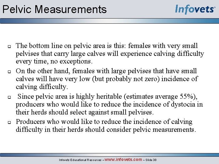 Pelvic Measurements q q The bottom line on pelvic area is this: females with