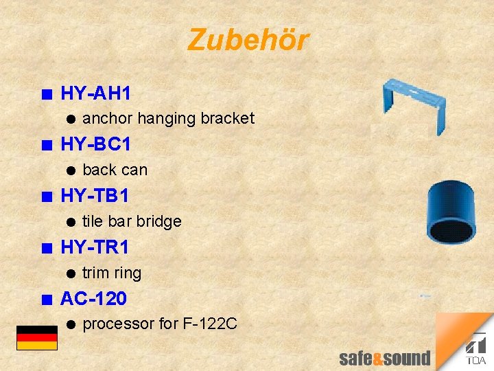 Zubehör n HY-AH 1 l n HY-BC 1 l n tile bar bridge HY-TR