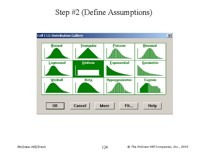 Step #2 (Define Assumptions) Mc. Graw-Hill/Irwin 124 © The Mc. Graw-Hill Companies, Inc. ,
