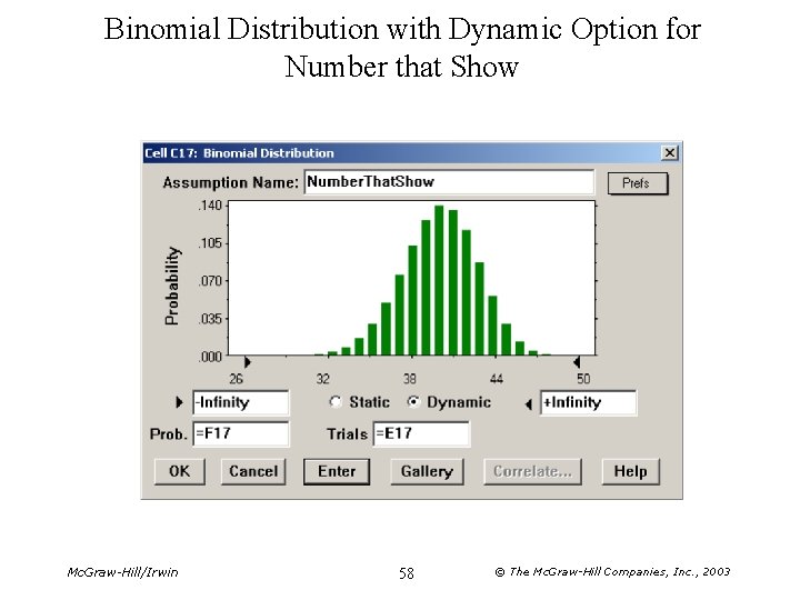 Binomial Distribution with Dynamic Option for Number that Show Mc. Graw-Hill/Irwin 58 © The