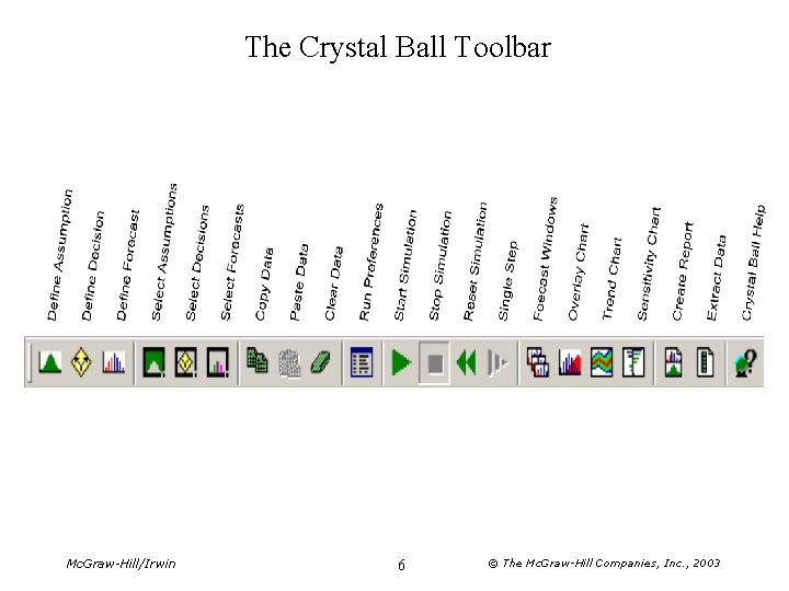 The Crystal Ball Toolbar Mc. Graw-Hill/Irwin 6 © The Mc. Graw-Hill Companies, Inc. ,