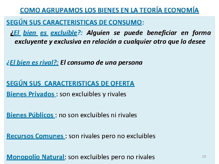 COMO AGRUPAMOS LOS BIENES EN LA TEORÍA ECONOMÍA SEGÚN SUS CARACTERISTICAS DE CONSUMO: ¿El