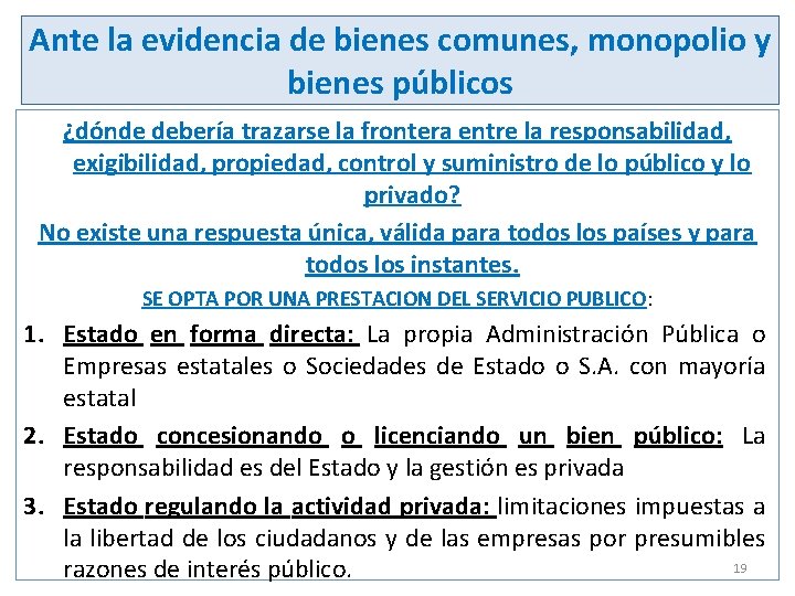 Ante la evidencia de bienes comunes, monopolio y bienes públicos ¿dónde debería trazarse la