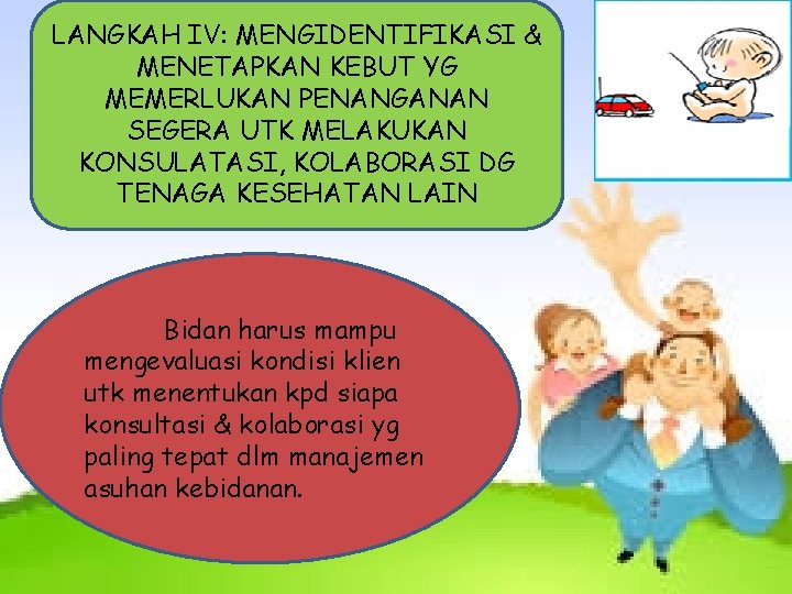 LANGKAH IV: MENGIDENTIFIKASI & MENETAPKAN KEBUT YG MEMERLUKAN PENANGANAN SEGERA UTK MELAKUKAN KONSULATASI, KOLABORASI