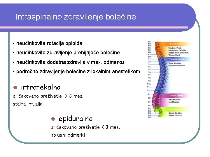 Intraspinalno zdravljenje bolečine • neučinkovita rotacija opioida • neučinkovito zdravljenje prebijajoče bolečine • neučinkovita