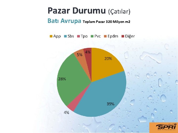 Pazar Durumu (Çatılar) Batı Avrupa Toplam Pazar 320 Milyon m 2 