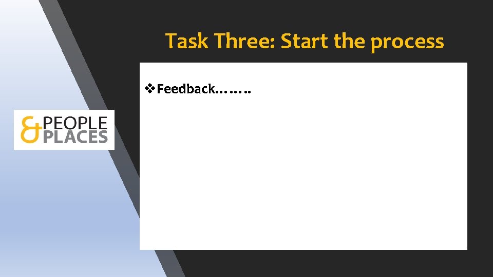 Task Three: Start the process v. Feedback……. . 
