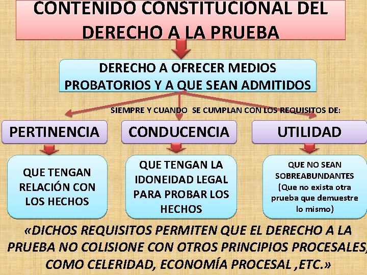CONTENIDO CONSTITUCIONAL DERECHO A LA PRUEBA DERECHO A OFRECER MEDIOS PROBATORIOS Y A QUE