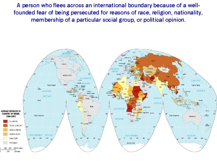 A person who flees across an international boundary because of a wellfounded fear of