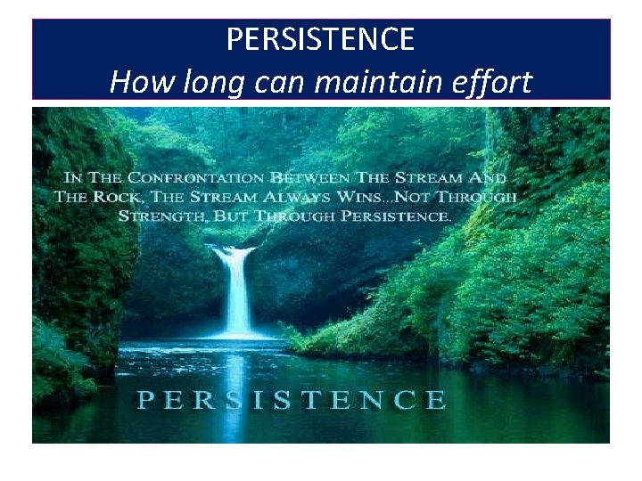 PERSISTENCE How long can maintain effort 