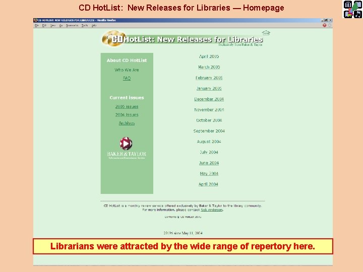 CD Hot. List: New Releases for Libraries — Homepage Librarians were attracted by the