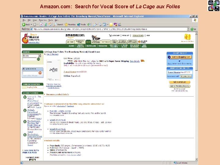 Amazon. com: Search for Vocal Score of La Cage aux Folles 