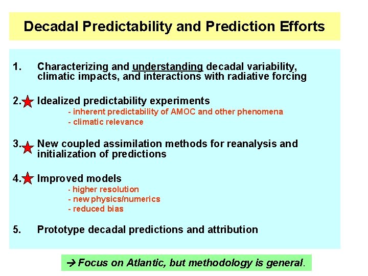 Decadal Predictability and Prediction Efforts 1. Characterizing and understanding decadal variability, climatic impacts, and